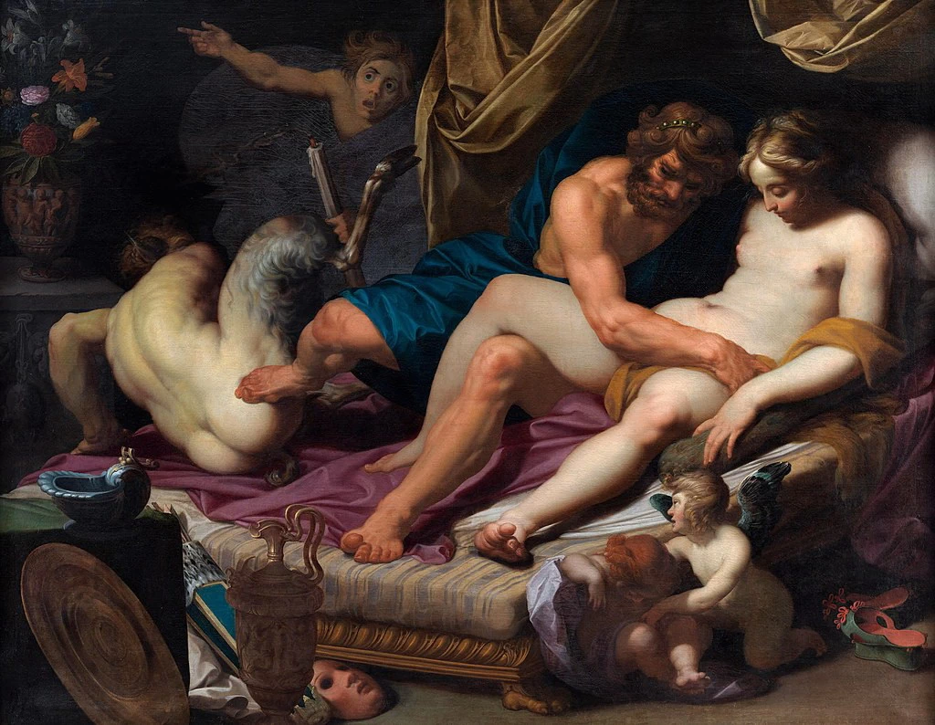Ercole caccia Fauno fuori dal letto di Omfale - Statens Museum for Kunst